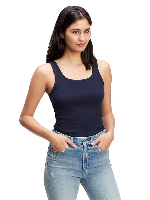 GAP Womens Ribbed Tank Top Cami, Navy Uniform, XX-Large US