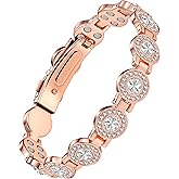 Jecanori Brilliant Crystals Copper Bracelet for Women, 4X Strength Magnetic Therapy Bracelet with 3800 Gauss Neodymium Magnets, Adjustable Pure Copper Jewelry Gift