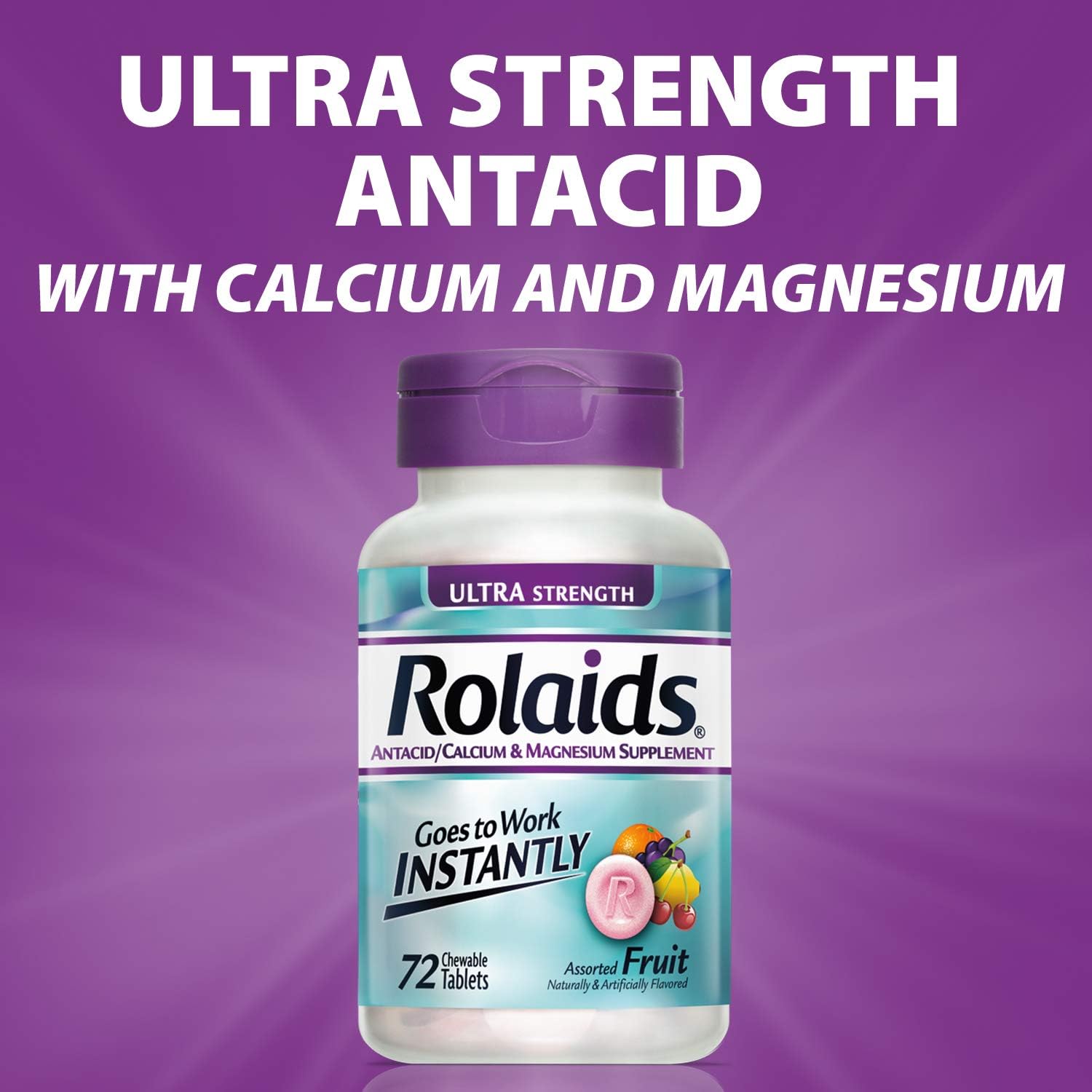 Rolaids Antacid Calcium & Magnesium Supplement Ultra Strength Tablets, Fruit 72 ea: Health & Personal Care
