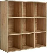 Home Source 9 Shelf Cube Bookcase Oak Effect Storage Unit 90cm view 3