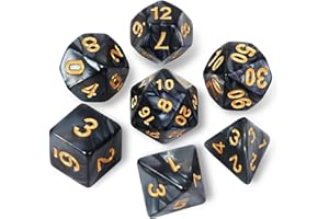 PIPIRICH DND Polyhedral Dice Set with a Black Dice Bag for D&D RPG MTG Role Playing Table Games RPG Polyhedral Dice for Dungeon and Dragons Playing Games 7-Die Set (Pearl Black Dice)