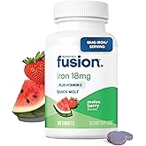 Bariatric Fusion Iron Supplement for Women Quick Melt | Sugar Free Dissolvable Chewable Iron Tablets | Ferrous Fumarate 18 mg Iron with Vitamin C | Melon Berry | Gluten, Dairy and Soy Free | 90 Count