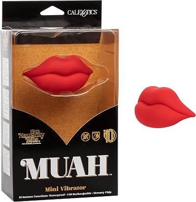 CalExotics Muah Mini Vibrator Red Lip Silicone Handheld Personal Massager