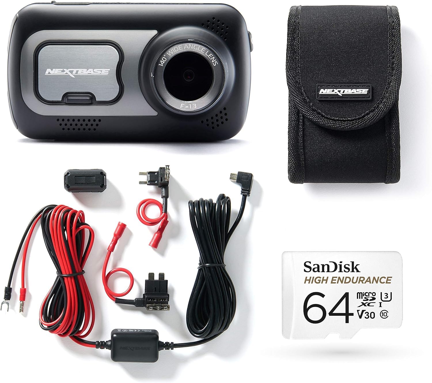 Nextbase 522GW Dash Cam Front - 1440p 2K Car Camera Dashcam - WiFi, GPS, Bluetooth, Night Vision, Parking Mode, Emergency SOS, G-Sensor, IPS Touch Screen - Includes Hardwire Kit, 64GB Micro SD & Case