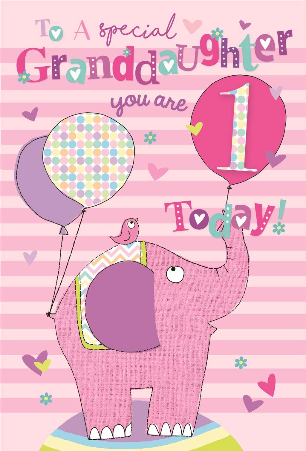 To A Special Granddaughter 1st 1 Today Elephant Bird Design Happy Birthday Card