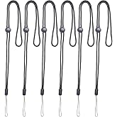 GORGECRAFT 6Pcs Adjustable Neck Lanyard Strap Around The Neck Polyester Keys Pen Phone Id Badges Holder Office Name Badges Straps with String Loop for Camera Usb Sticks Whistles Ipod, Black