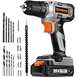 WORKSITE Cordless Drill/Driver Kit, 20V MAX 3/8" Compact Drill Set with 2.0A Battery, Charger, 309 In-lbs Max Torque, 24pcs A