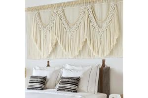 IOWER Macrame Wall Decor 75" W x 35" L Extra Large Macrame Wall Hanging Craftsmanship Boho Wall Decor