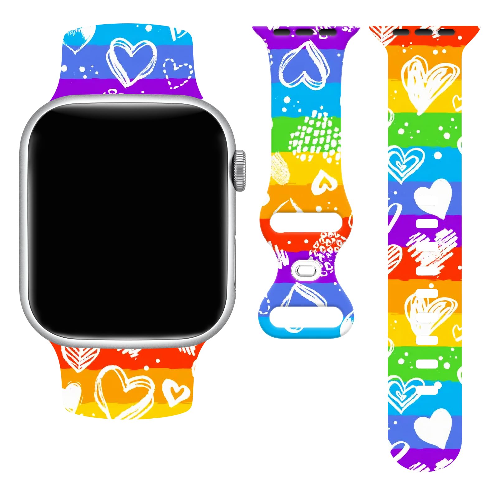 Photo 1 of LGBT Love Heart Watch Series 9 Iwatch Band Compatible With Apple Watch 42mm 44mm 45mm 49mm, Rainbow Pride Wristbands Rubber Soft Silicone Straps Adjustable Replacement Series 8/7/6/SE/Ultra Women Men