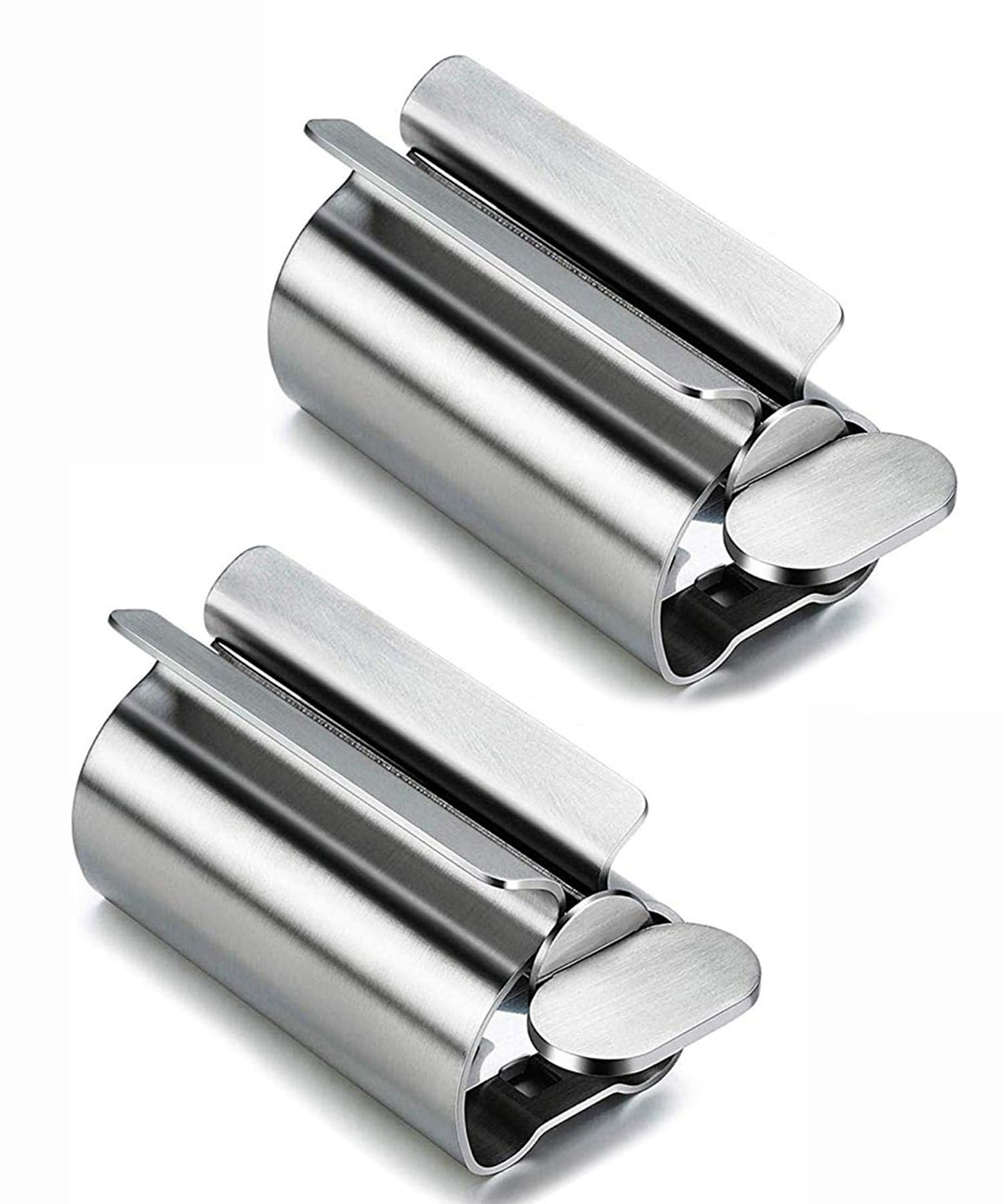 Guokoo Toothpaste Squeezer 2 Pack, Metal Toothpaste Tube Wringer Seat Holder Stand for Toothpaste, Hand Cream or Mustard Sauce (Stainless Steel)