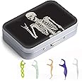 Gerkia Dental Floss Portable Case, Easy to Store Floss Picks of Various Sizes, Portable Dental Floss Dispenser is Perfect for Travelling, Hotels, Dinners, Appointments.Human Skeleton