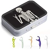 Gerkia Dental Floss Portable Case, Easy to Store Floss Picks of Various Sizes, Portable Dental Floss Dispenser is Perfect for Travelling, Hotels, Dinners, Appointments.Human Skeleton