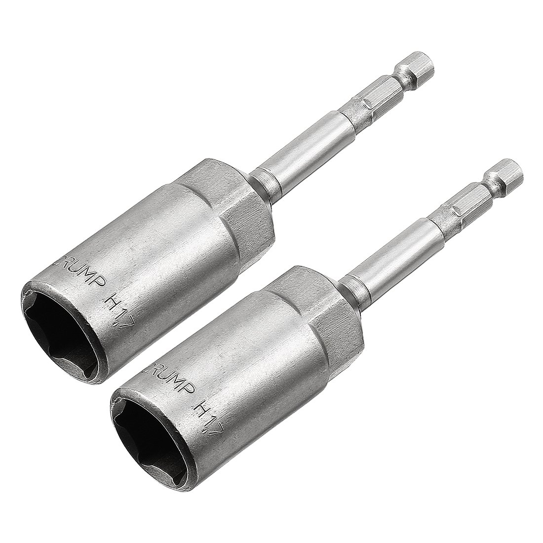 Sourcingmap 2 Pcs 1/4" Quick-Change Hex Shank 17mm Nut Setter Driver Drill Bit, 100mm Length, Metric No-Magnetic