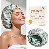 Yanibest Shower Cap for Women - Hair Satin Bonnet Shower Cap for Women Waterproof Large Double Layer Reusable Adjustable for Braids Long Hair