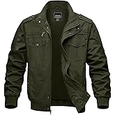 MAGNIVIT Men's Military Lightweight Army Windbreaker Cargo Jacket With Stand Collar, Zip Front, 7 Pockets - Cotton