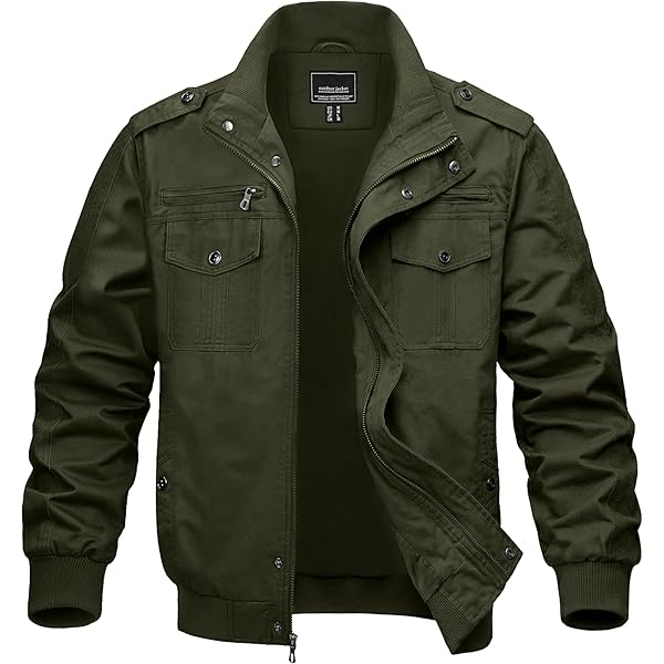 Men's Zipper Jacket Cotton Jacket Multi-Pocket Jacket Army EN8 M