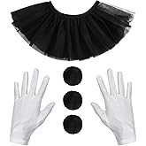 phnydreg 5Pcs Clown Costume Accessories Women Clown Ruffle Collar Pompom Balls and Gloves for Halloween Cosplay Party