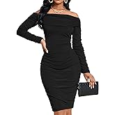 Off Shoulder Bodycon Mini Cocktail Dresses for Women Basic Party Night Ruched Mesh Dress