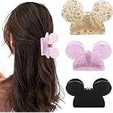 Mouse Head Hair Claw Clips, BENOSPACE 3Pcs Acrylic Lady Bear Hair Clips for Thin Medium Curly Hair Mouse Ears Non-slip Hair Catch Barrette Strong Hold Jaw Clamp Women Fashion Hair Styling Accessories