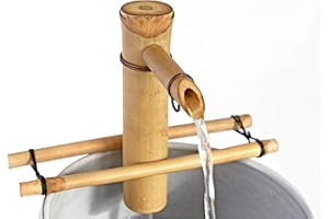 Bamboo Accents Tabletop Water Feature- Zen Meditation Bamboo Fountain with Adjustable Arms & Pump, Indoor/Outdoor Desk Fountain for Relaxation (7" Adjustable Branch arm)