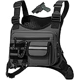 Muserise Outdoor Chest Bag For Men, EDC Chest Pack With Built-In Phone Holder, Lightweight Chest Rig Pouch