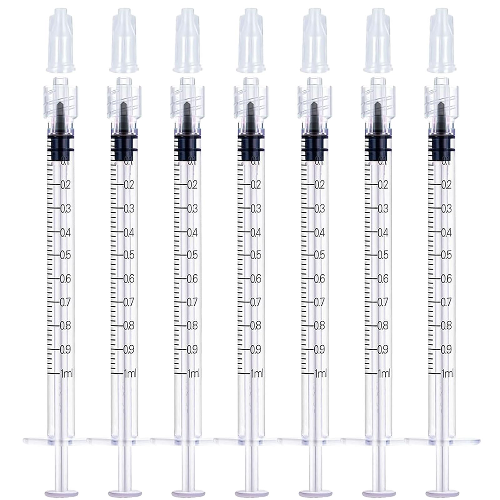 Photo 1 of 1mL Luer Lock Syringes Without Needle, Syringe for Liquid, Syringe for Science Labs, Feeding, Liquid Measurement, Pack of 30