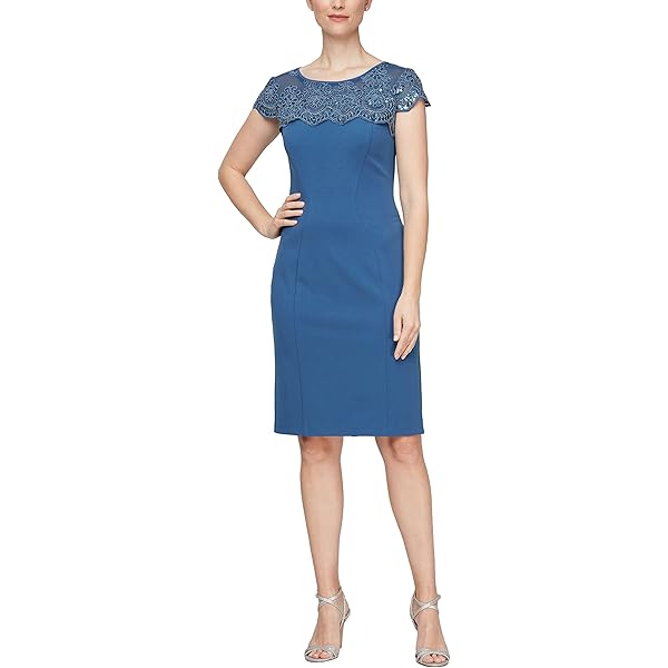 alex evenings embroidered sheath dress Alex Evenings Sheath Evening Dress 8134310 main image 1