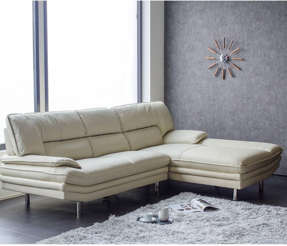 Amazon｜カウチソファー 本革 3人掛 おしゃれ ゆったり レザー 高級 ホワイト 白 モダン 座って左カウチ｜ソファ・カウチ オンライン通販