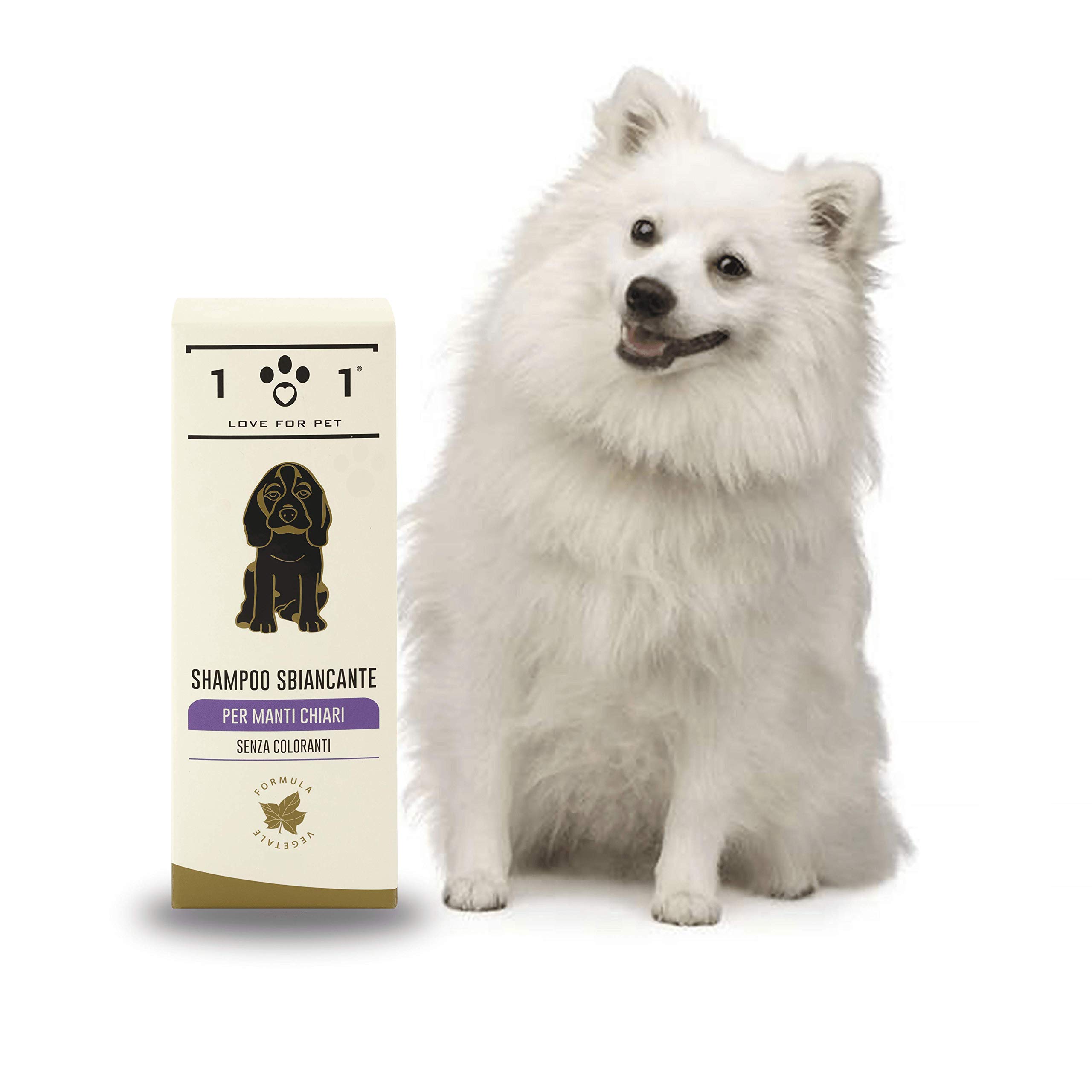 Linea 101 Natural Whitening Shampoo for Dogs, 250 ml, for Light or White Coat, Suitable for Dogs with Long or Short Hair such as Maltese, Poodle, Bichon Frise, Shih Tzu etc