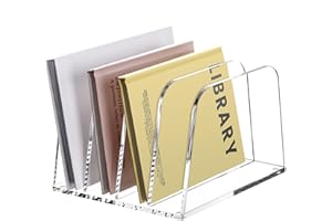 SANRUI Trieur de fichiers de bureau en acrylique transparent, organiseur de fichiers vertical à 4 sections, étagère pour la m