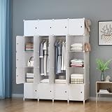 HOMIDEC Portable Wardrobe Foldable Closet 20 Compartments 3 Hanging Rails view 2