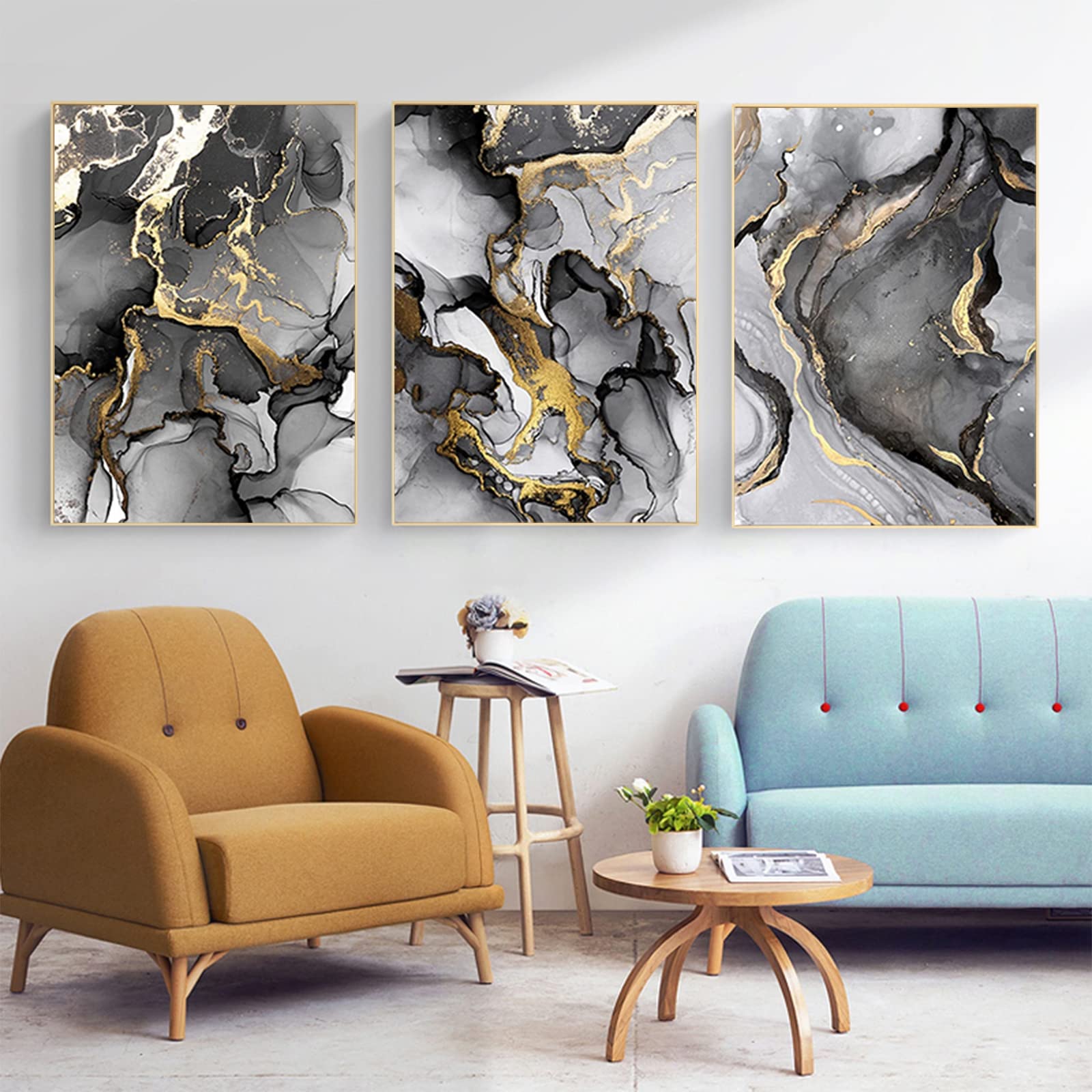 MKHFUW Modern Abstract Wall Painting Art Decoration, Islamic Picture Arabic Calligraphy Decoration Ink Painting Poster, Frameless (Wall Picture-1,40x60cm*3)