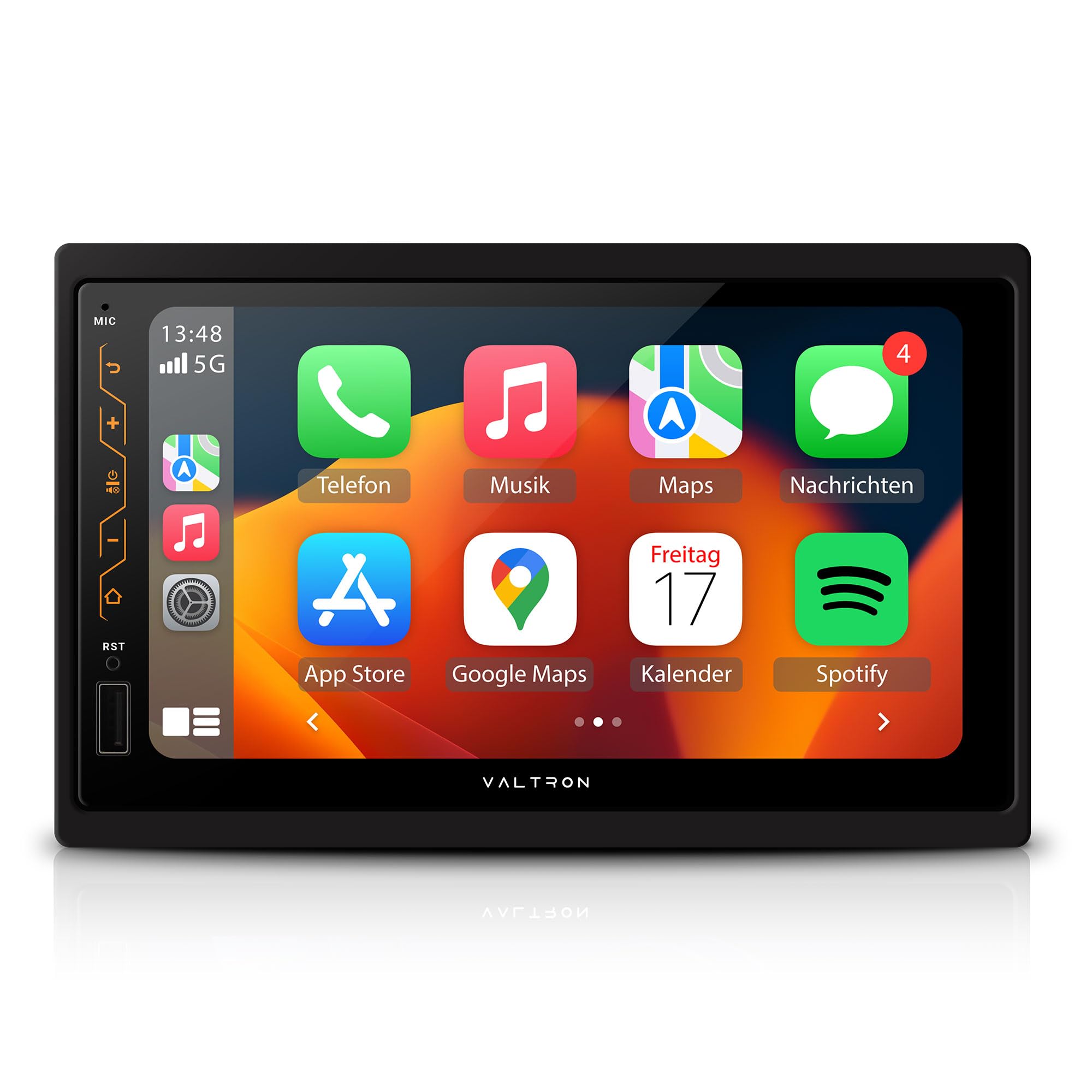 Valtron RX-820HD 2-DIN Multimedia Car Radio, 7 Inch Touch Screen, Wireless Android Car & CarPlay, USB, Bluetooth, High Performance Tuner, 16-Band Graphics Equaliser