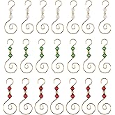 INCREWAY Christmas Ornament Hooks, 30PCS S-Shaped Hangers Hook Christmas Ornament Metal Hooks with Crystal Bead (3 Colour)