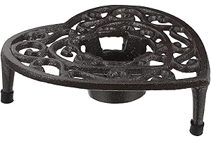 GOOHOCHY Cast Iron Teapot Warmer Tripod Stand with Heart Shape Stable Holder for Tea Light Candle Heating