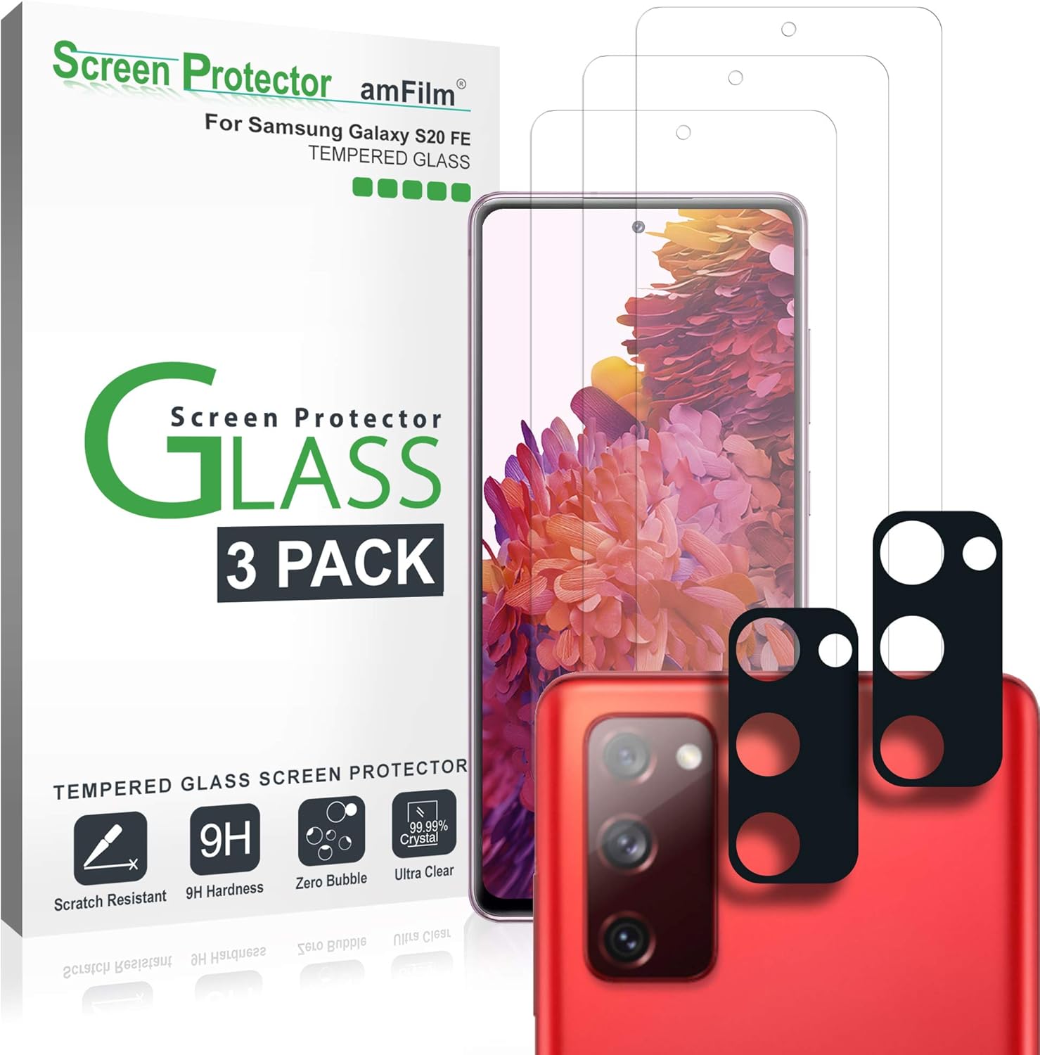 amFilm Galaxy S20 FE Screen Protector and Back Camera Lens Protector (3+2 Pack), Case Friendly amFilm Galaxy S20 FE Screen Protector and Back Camera Lens Protector (3+2 Pack), Case Friendly