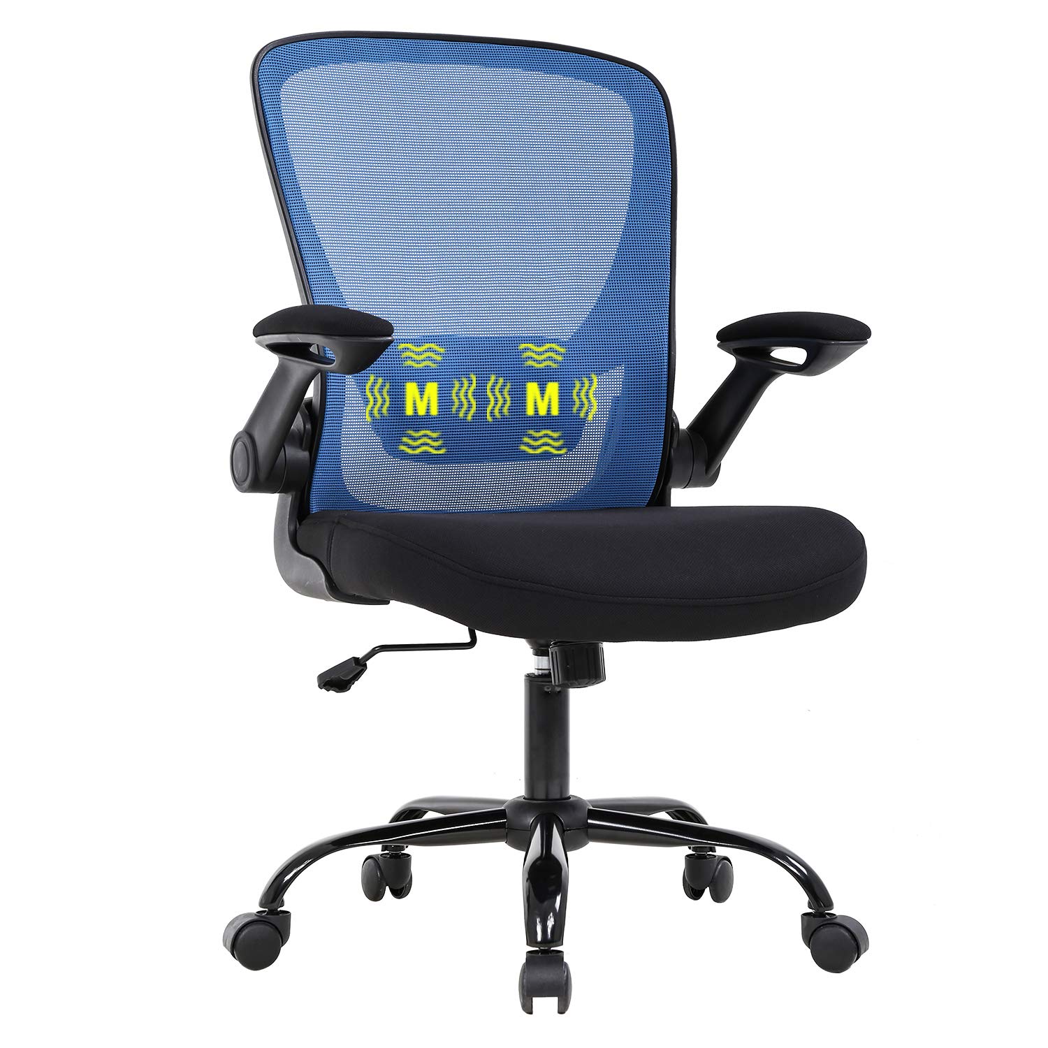 Home Office Chair Ergonomic Desk Chair Mesh Computer Chair Swivel Rolling Task Chair with Lumbar Support Flip-up Arms Massage Adjustable Chair for Adults(Blue)