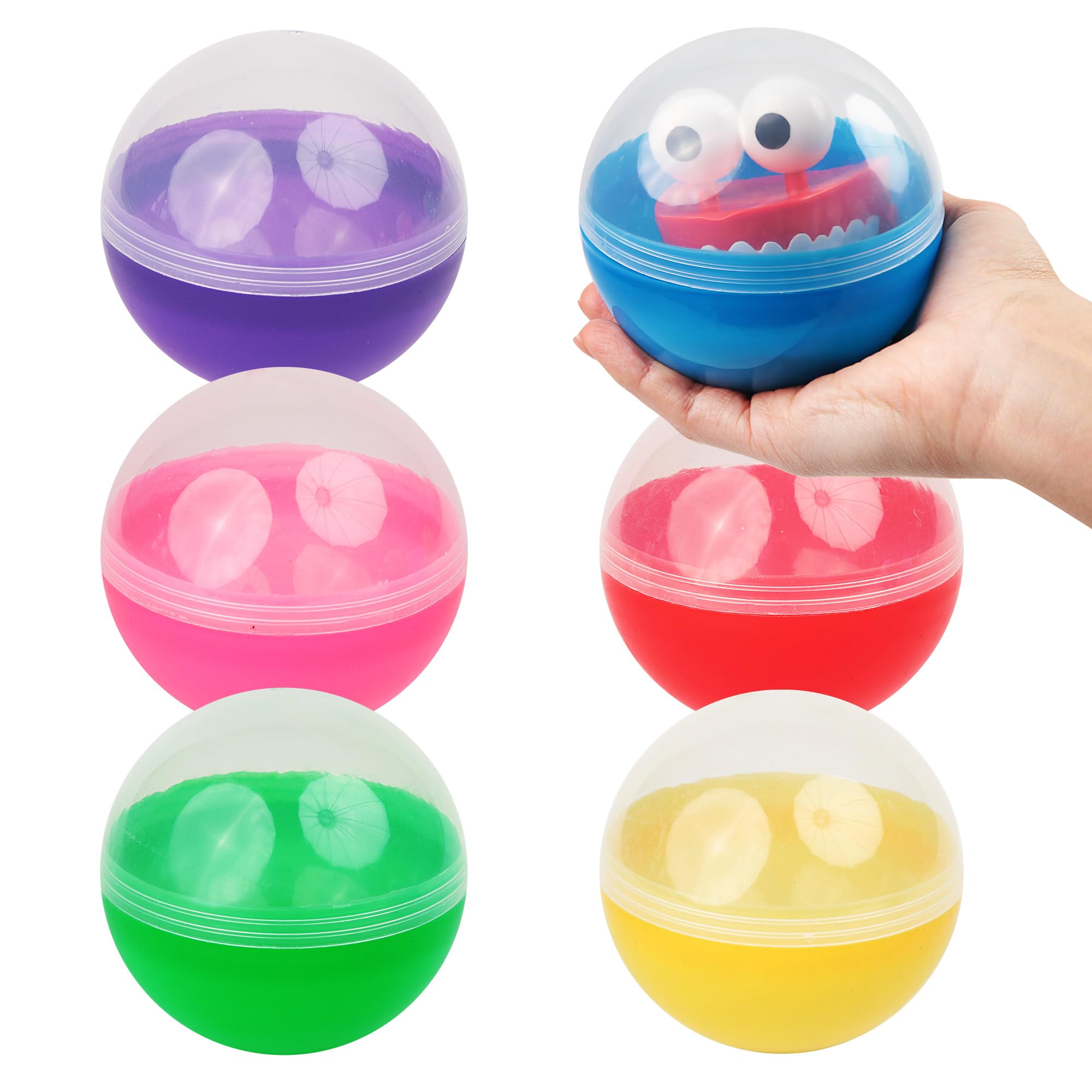 Photo 1 of Capsule Vending Machine Translucent Round Capsules Empty 14 pcs 3.9 inch - Gumball Machine Capsules Easter Basket Stuffers Birthday Gifts - DIY Craft Supplies Claw Machine Refills in Bulk