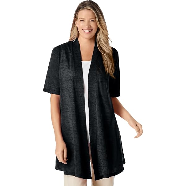 Mud Pie Women's Long Sleeve Cardigan - Acrylic Bouclé Yarn, Striped Pattern, Pockets, Black S/M - View #8