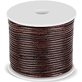 Anezus Leather Cord - Round, Brown Leather Lace for Bracelets, Necklaces &amp; Crafts