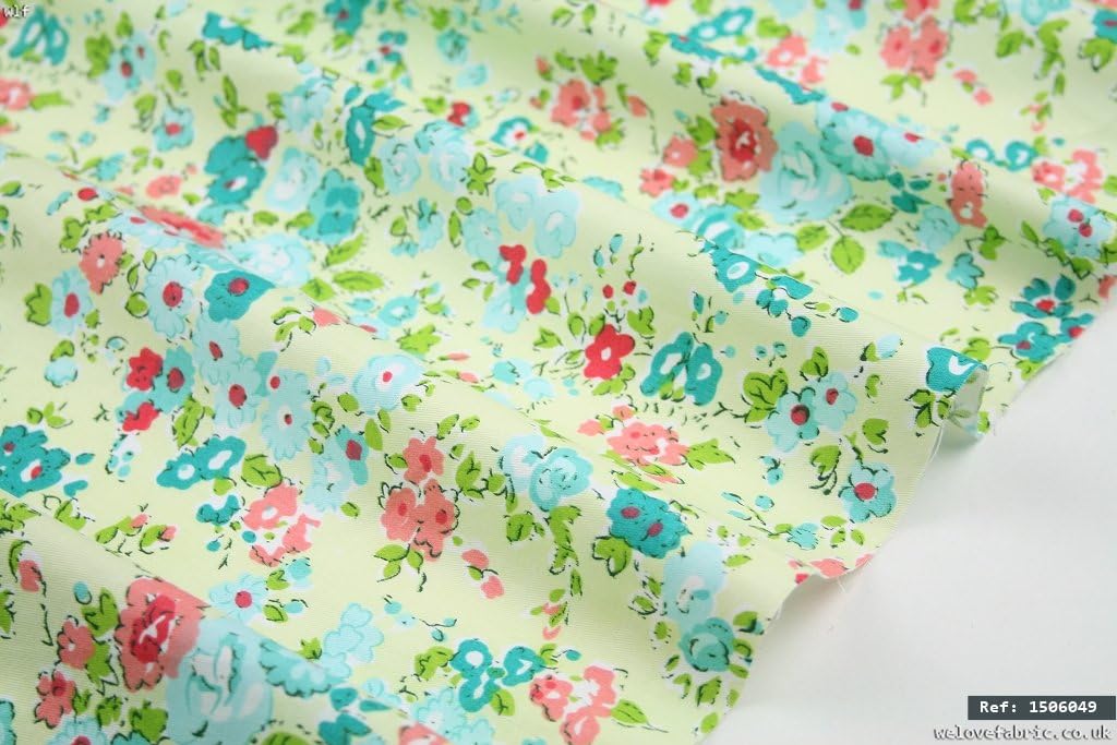 Flower Garden on light green 100% cotton fabric High Quality sold by the meter