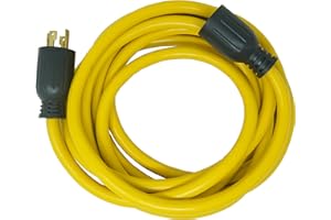 Southwire Generator Cord - 10-Gauge Heavy Duty Electrical Power Cable with L14-30 Locking Plug & Receptacle - Dual Voltage 125V/250V - Molded Connectors - Weather Resistant - Yellow & Black - 20 Feet