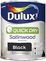 Dulux Quick Dry Satinwood Paint For Wood and Metal Black 750 ml view 2