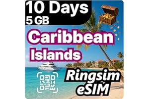 [eSIM] Caribbean Islands eSIM | 10DAYS 5GB | Puerto Rico, Dominican Republic, Jamaica | 5G, 4G/LTE, Tethering, Hotspot | eSIM with Instant Activation in 10 Minutes | Travel eSIM by Ringsim