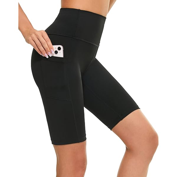 Zinmore Women's Knee-Length Workout Shorts - Yoga Running Leggings With Pockets, High Waist (XX-Large)