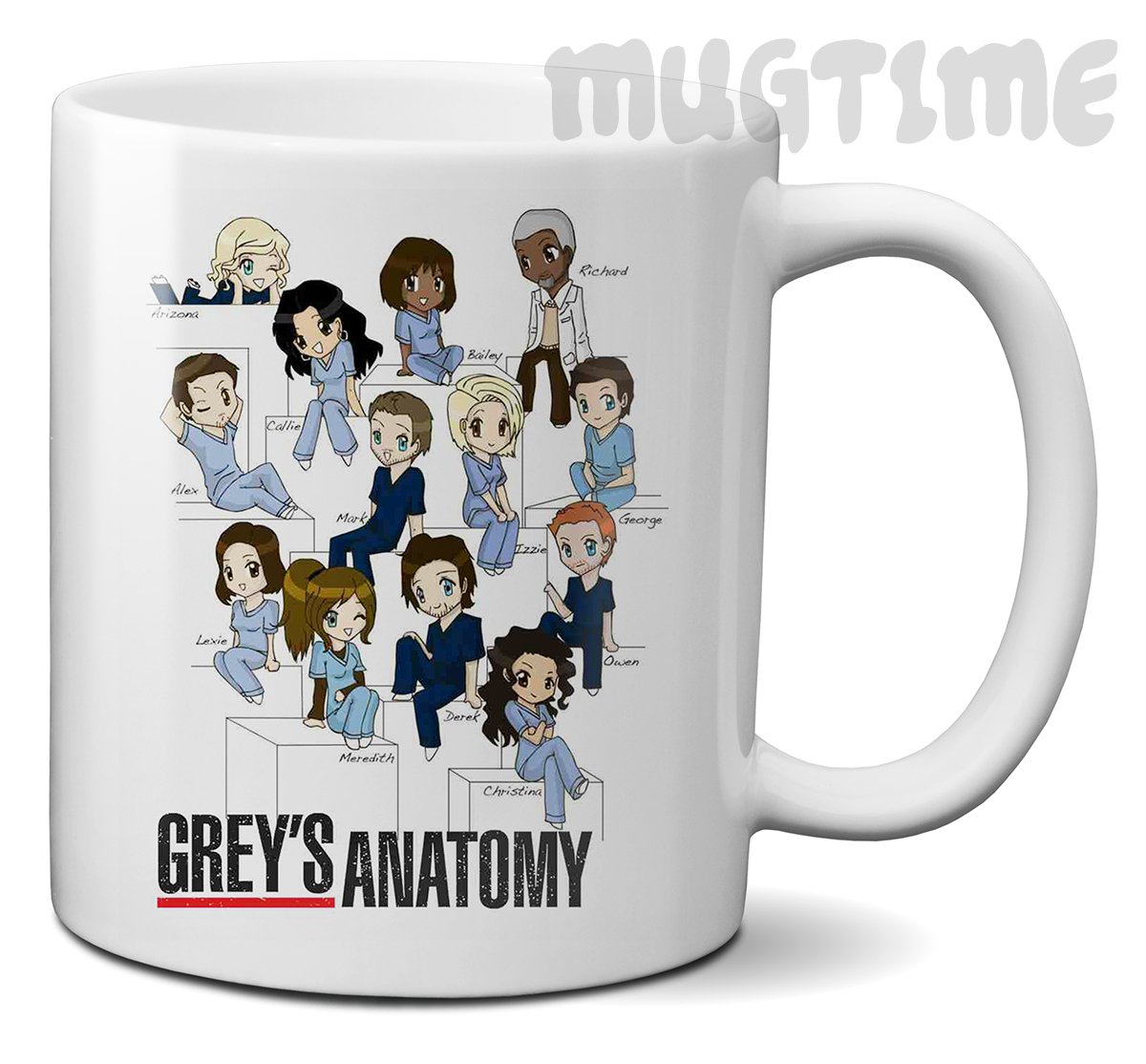 Mugtime (TM) - Grey's Anatomy - Doctors Drawing Characters Coffee Tea TV Novelty Mug Cup - 330ml Ceramic