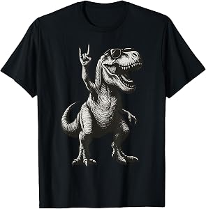 Cool Dinosaur Rock Sign Sunglasses T-Rex T-Shirt