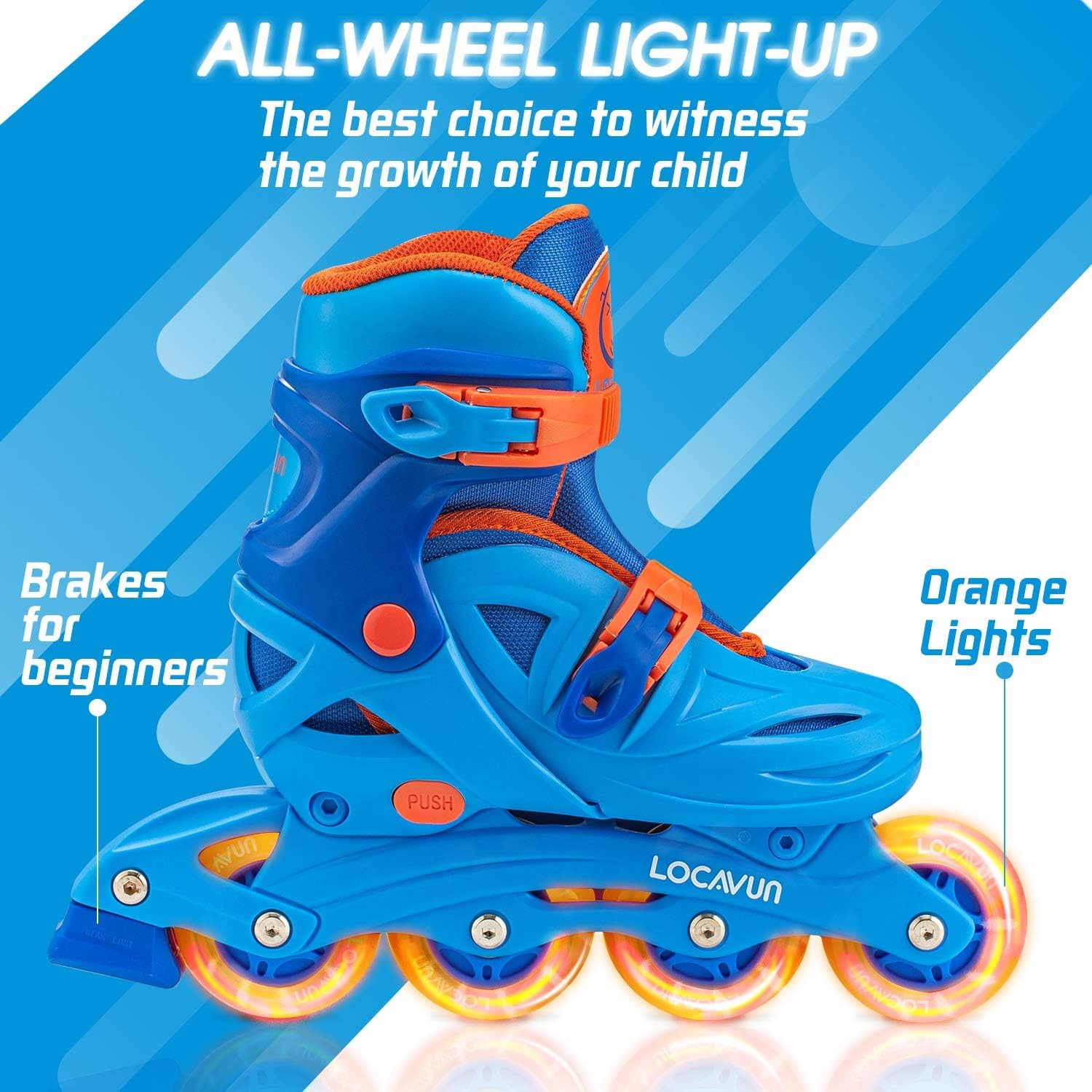 Locavun Adjustable Light up Inline Skates for Kids, Hard Shell Roller Blades for Girls and Boys : Sports & Outdoors
