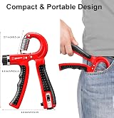 KDG Hand Grip Strengthener 2 Pack Adjustable 5-60KG Forearm Exerciser Red view 5