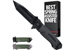 GRAND WAY Spring Assisted Heavy Duty Pocket Knife for Men - 3.5" Tanto Sharp Blade - Folding Tactical Self Defense Japanese Knives with Portable Clip - for Hunting Camping Military Survival Work EDC 6688 BB